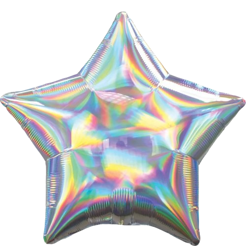 irridescent balloon shaped like a star