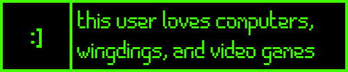 this user loves computers, wingdings, and video games