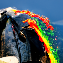 rainbow whale explosion out of the sea