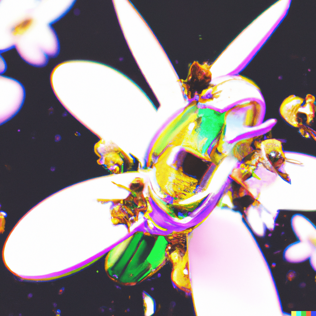 prompt: four variations deep into 'queen of insects floating in the astral plane 3d render digital art'