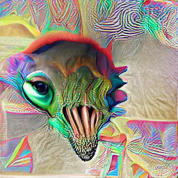 a skeletal dinosaur head with human legs making up its snout