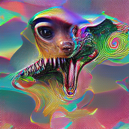 a horrible creepy monster with sharp teeth and a swirl of green