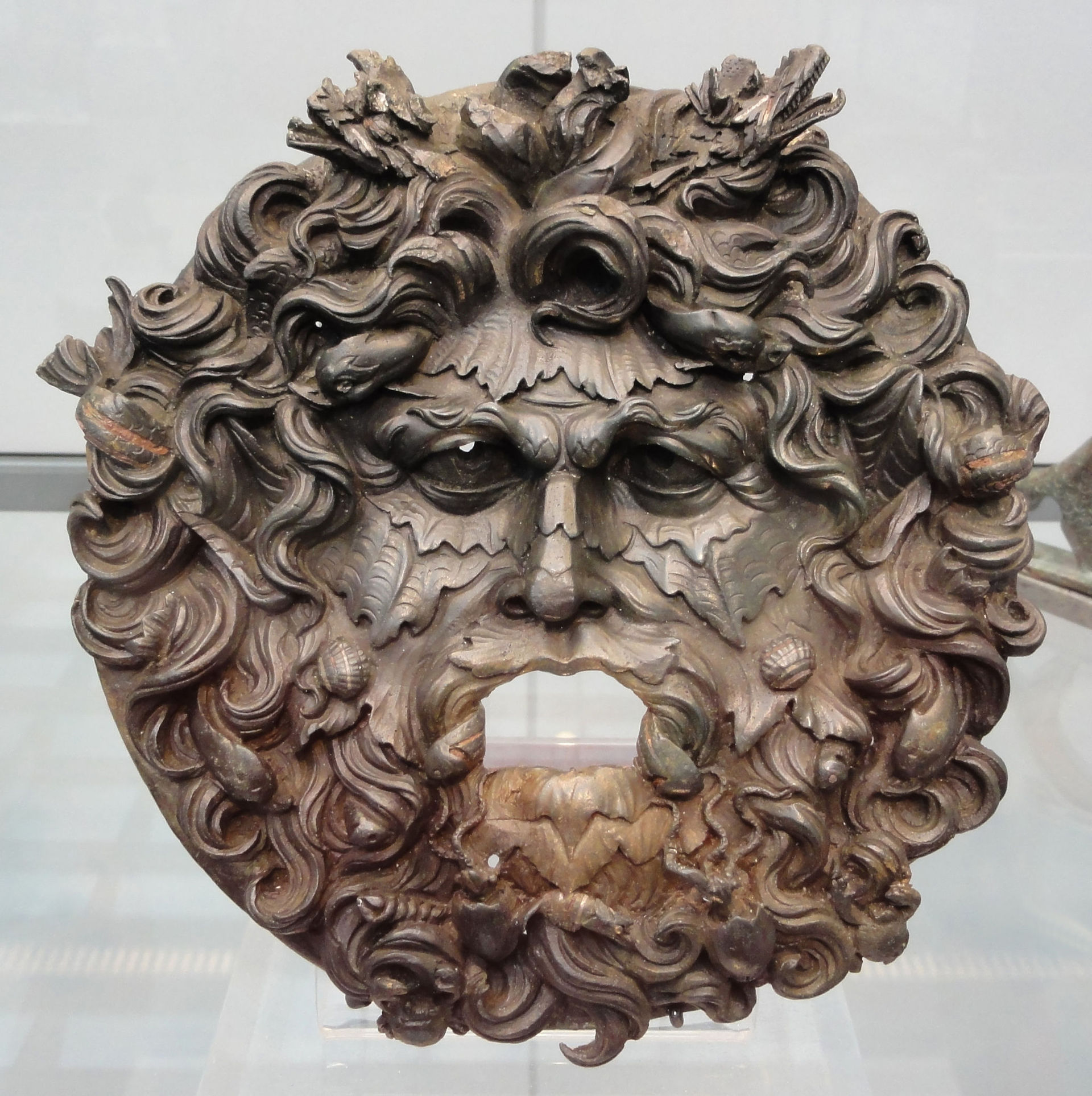 an ai generated image of a mask with an open mouth and curly hair