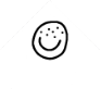 a white silhouette of a house with an open door against a black background. on the front of the house is a smiley face with many eyes