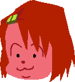 a girl with chin-length light brown hair with a green barette and a double chin