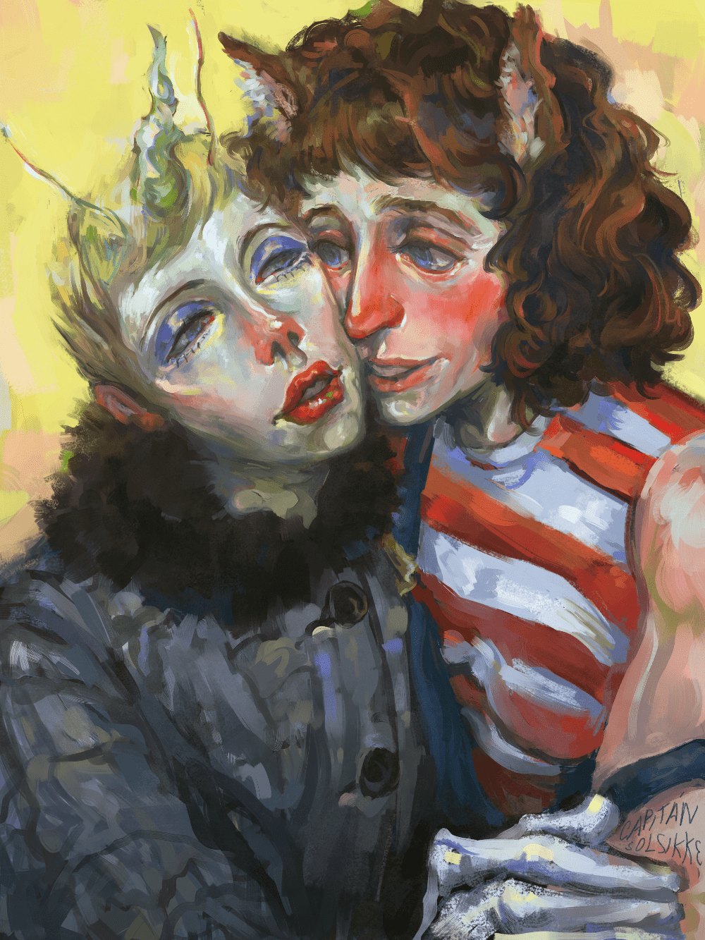 teresa and
        georgie nuzzling cheek to cheek